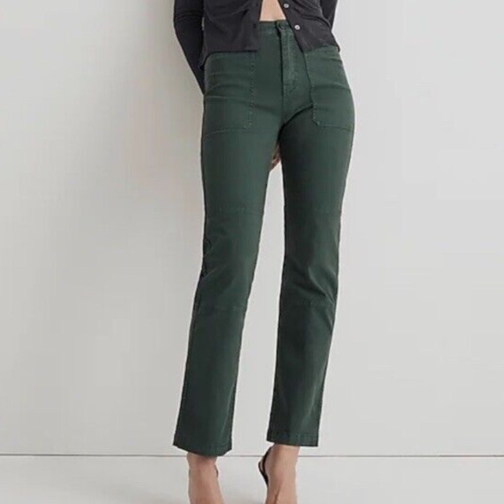 Worn Twice 90’s Straight Utility Pant in garment-dyed canvas green - 29 TALL